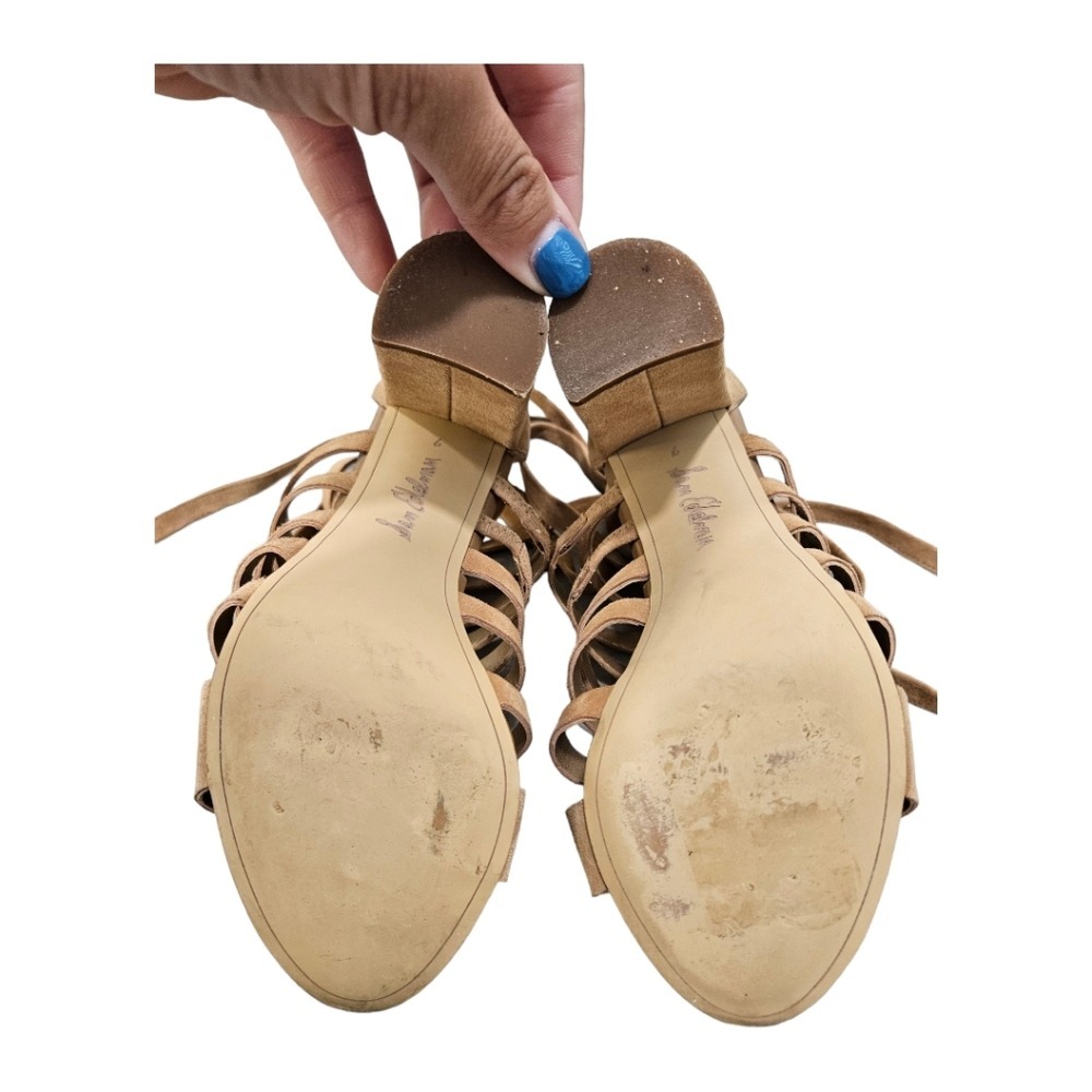 Sam Edelman Womens Tan Sandals 7 Yarina Gladiator Lace Up Block Heel Boho Chic - Picture 7 of 12
